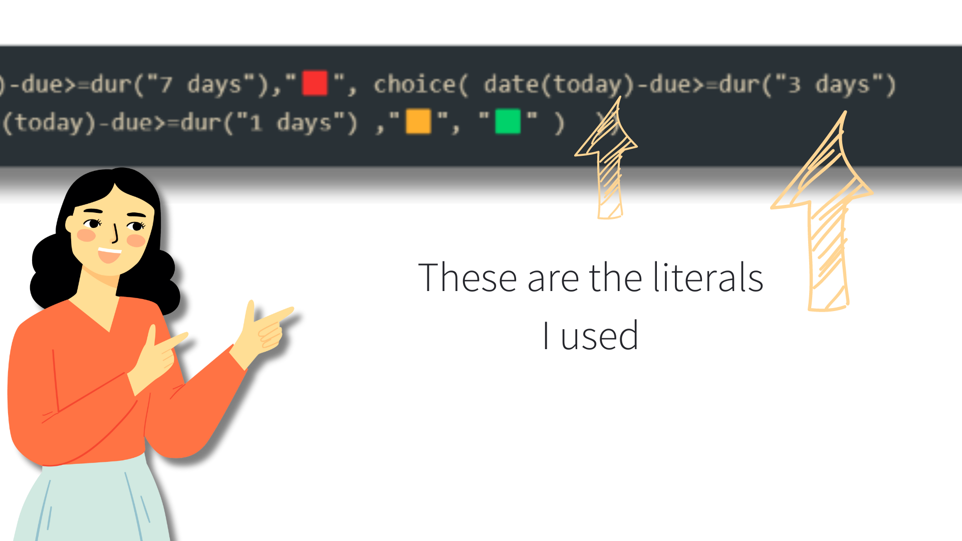 The use of dataview literals example
